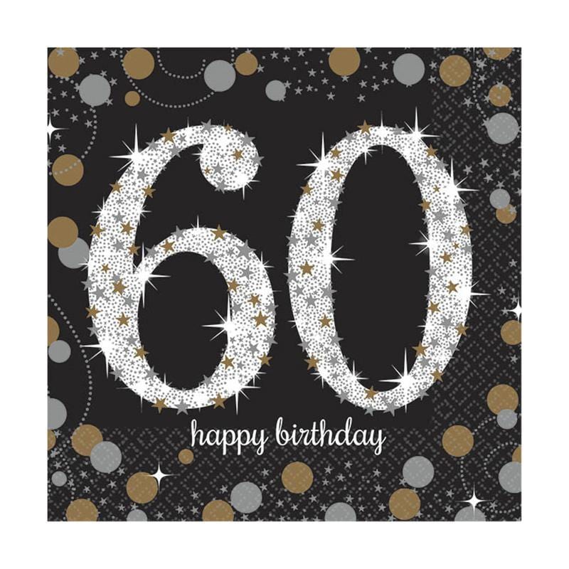 Buy Age Specific Birthday 60th Sparkling Celeb - Beverage Napkins 16/pkg. sold at Party Expert