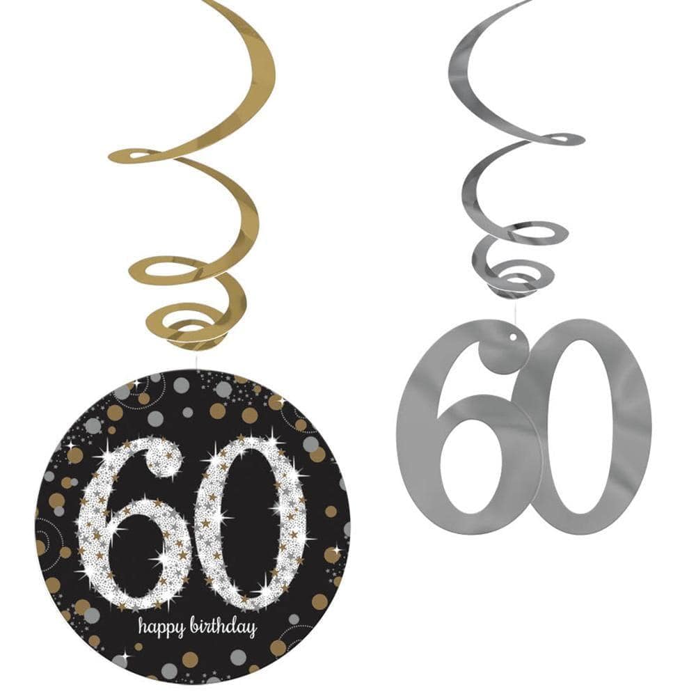 Buy Age Specific Birthday 60th Sparkling Celeb - Foil Swirls 12/pkg. sold at Party Expert