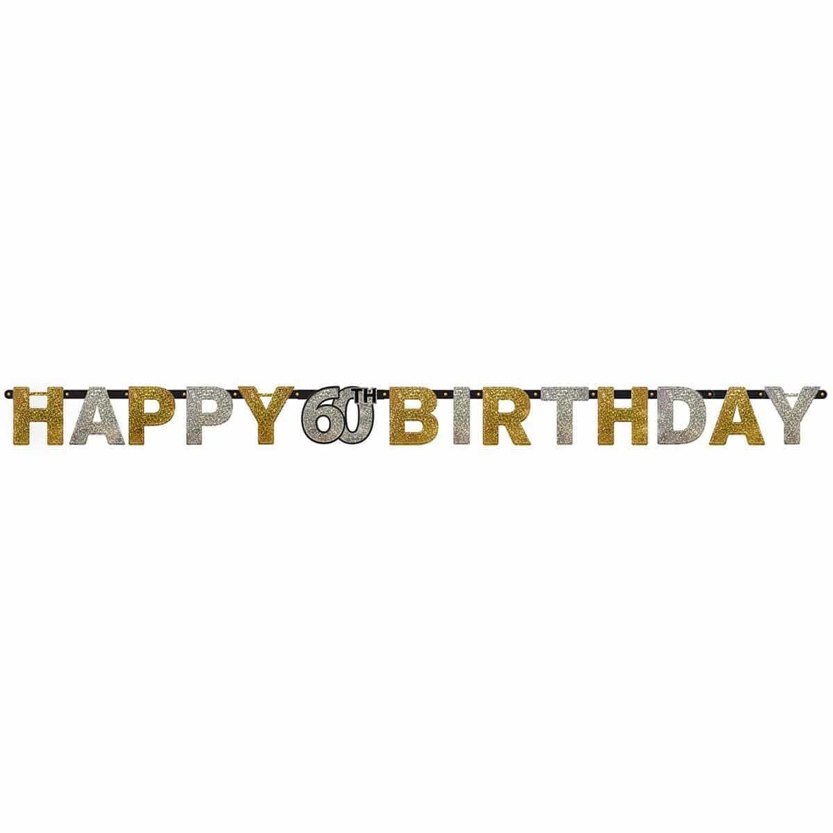 Buy Age Specific Birthday 60th Sparkling Celeb - Letter Banner 7ft sold at Party Expert