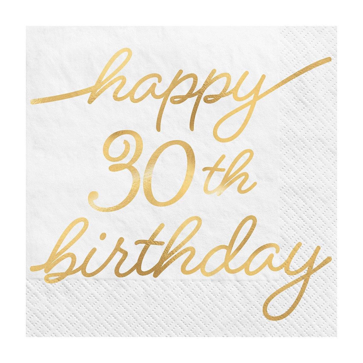 AMSCAN CA Age Specific Birthday Golden Age Birthday, Happy 30th Birthday Beverage Napkins, 16 Count