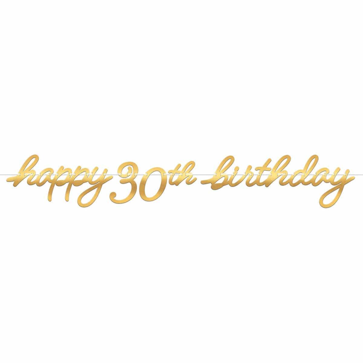 AMSCAN CA Age Specific Birthday Golden Age Birthday, Happy 30th Birthday Letter Banner, 12 ft