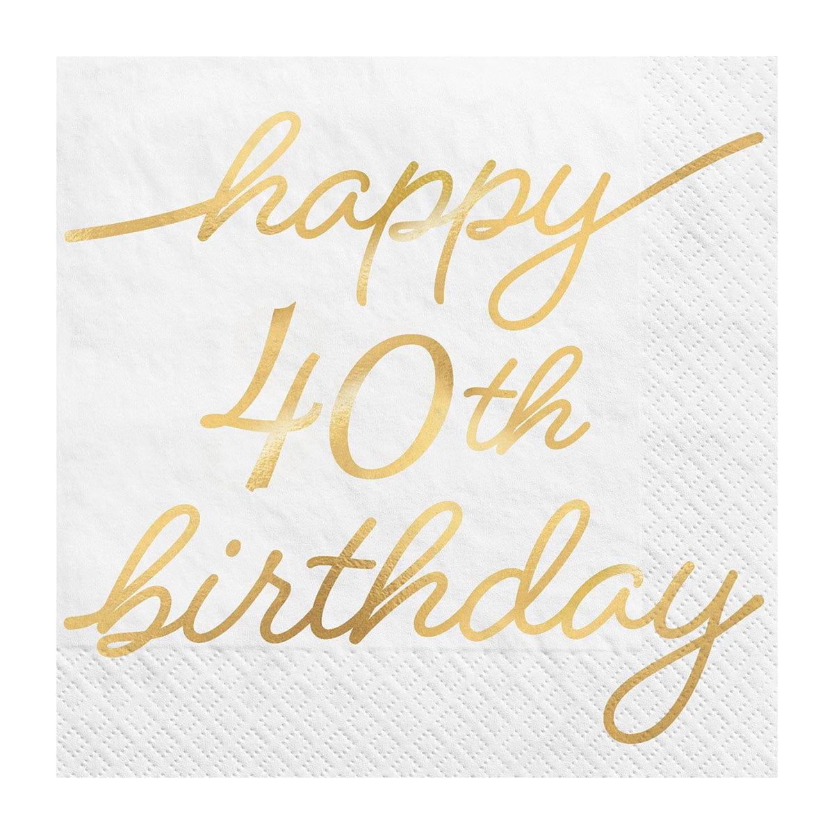 AMSCAN CA Age Specific Birthday Golden Age Birthday, Happy 40th Birthday Beverage Napkins, 16 Count