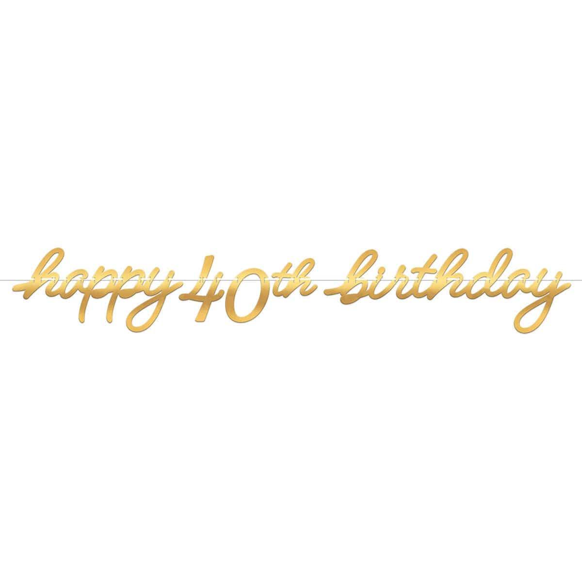 AMSCAN CA Age Specific Birthday Golden Age Birthday, Happy 40th Birthday Letter Banner, 12 ft