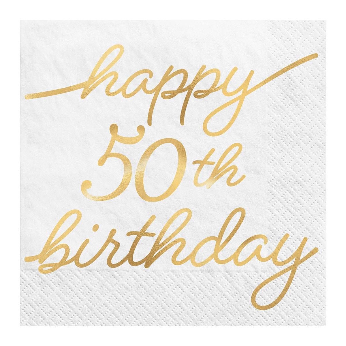 AMSCAN CA Age Specific Birthday Golden Age Birthday, Happy 50th Birthday Beverage Napkins, 16 Count