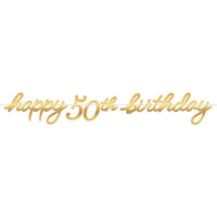 AMSCAN CA Age Specific Birthday Golden Age Birthday, Happy 50th Birthday Letter Banner, 12 ft