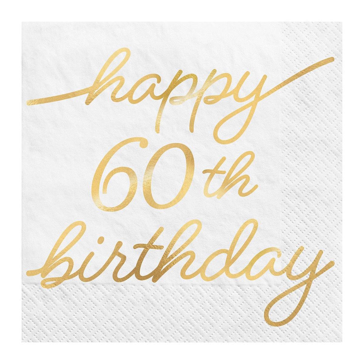 AMSCAN CA Age Specific Birthday Golden Age Birthday, Happy 60th Birthday Beverage Napkins, 16 Count