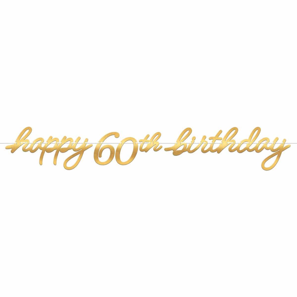 AMSCAN CA Age Specific Birthday Golden Age Birthday, Happy 60th Birthday Letter Banner, 12 ft