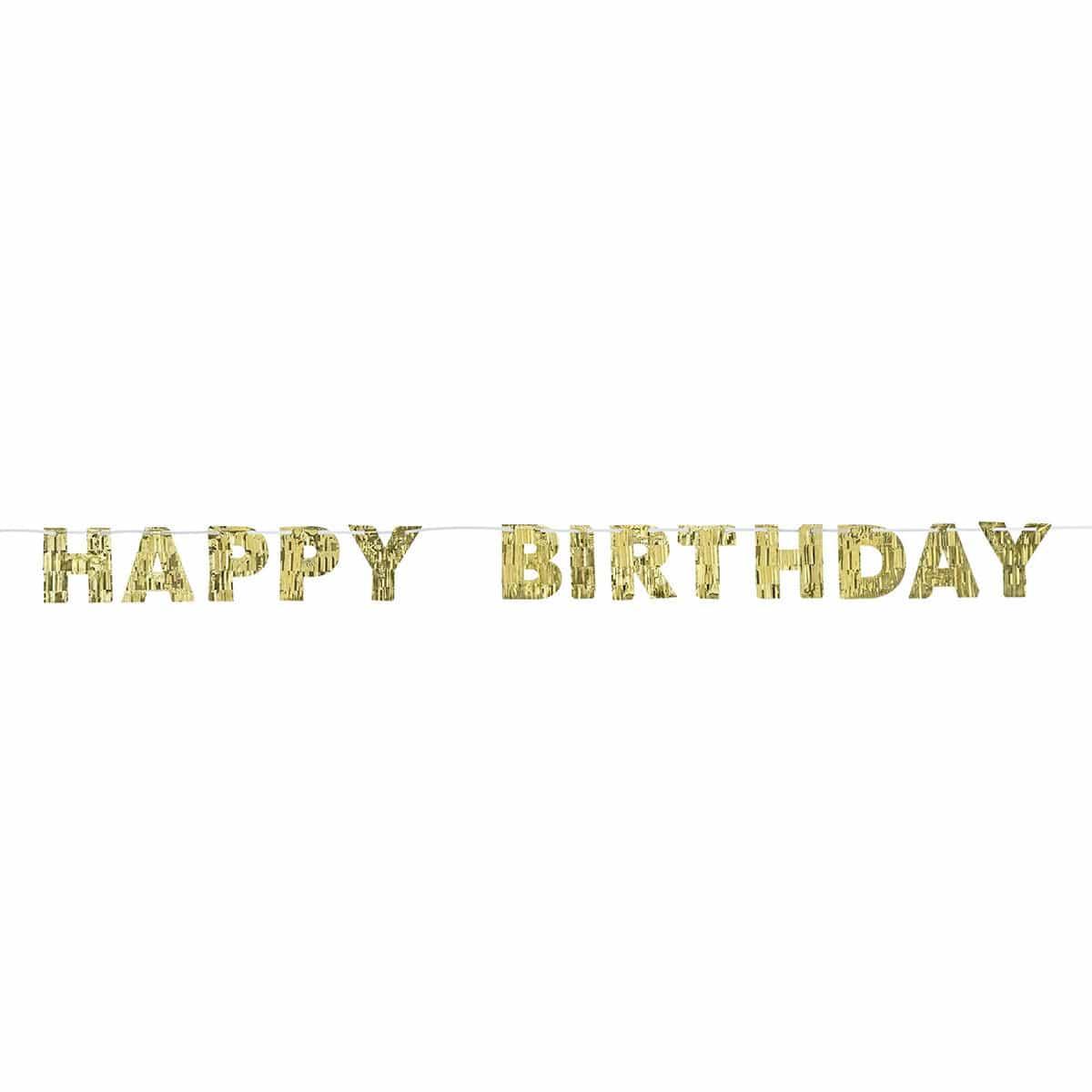 AMSCAN CA Age Specific Birthday Golden Age Birthday, "Happy Birthday" Fringed Letter Banner, 6 1/2'' x 8'