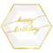 AMSCAN CA Age Specific Birthday Golden Age Birthday, Happy Birthday Hexagon Dinner Paper Plates, 9 in, 8 Count