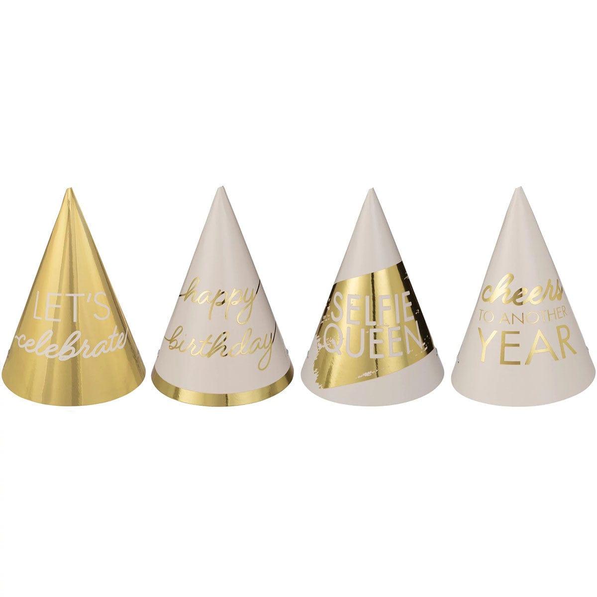 AMSCAN CA Age Specific Birthday Golden Age Birthday Mini Cone Hats, 12 Count
