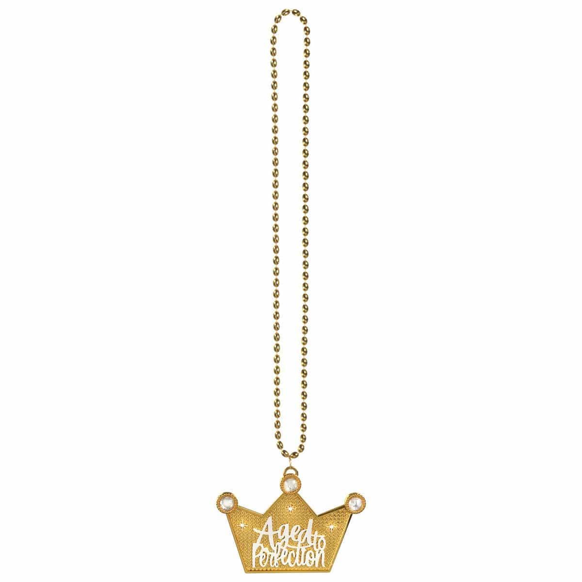 AMSCAN CA Age Specific Birthday Golden Age Birthday Necklace with Medaillon, "Aged to Perfection"
