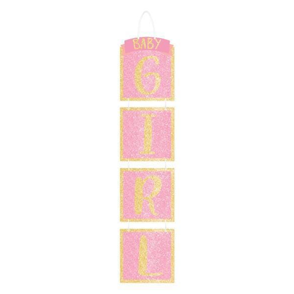 Buy Baby Shower Baby shower girl glitter hanging decoration sold at Party Expert