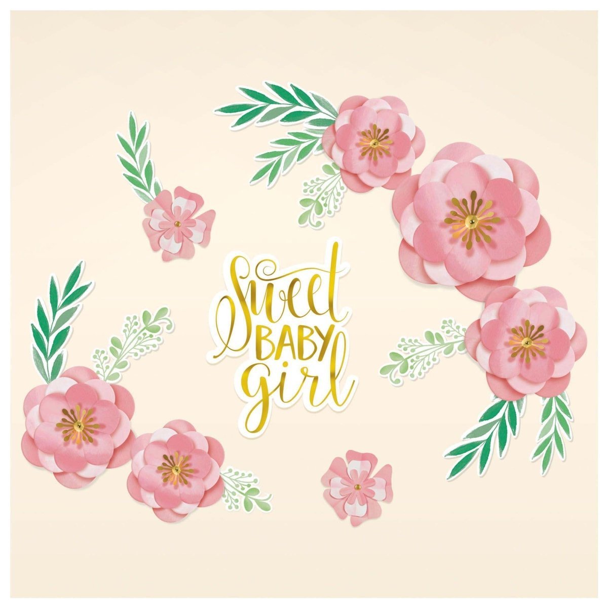 AMSCAN CA Baby Shower Floral Baby Backdrop Kit, 1 Count