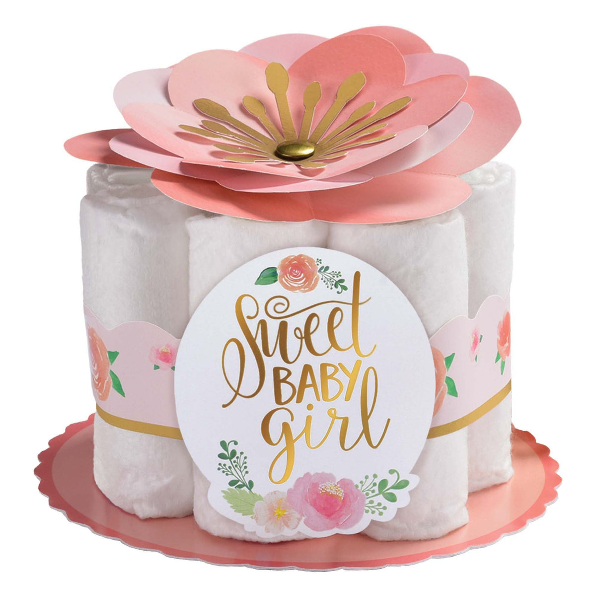 AMSCAN CA Baby Shower Floral Baby Diaper Paper Decorating Kit, 6 Count