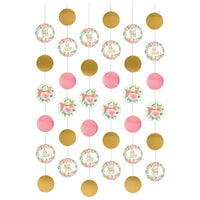 AMSCAN CA Baby Shower Floral Baby Paper String Decorations, 84 Inches, 6 Count