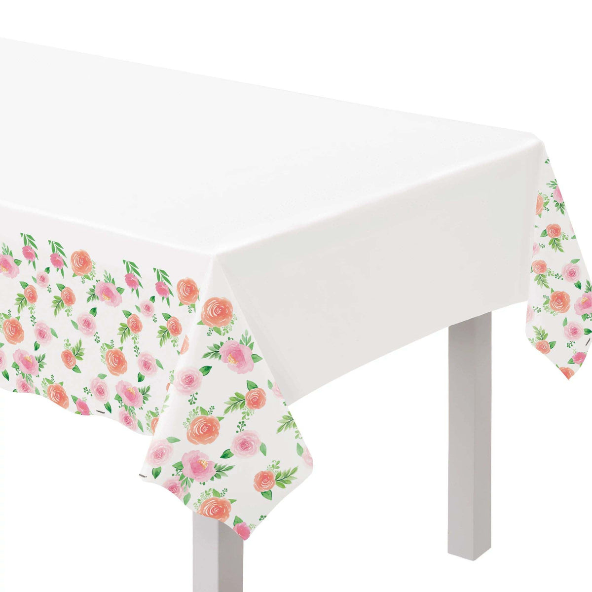AMSCAN CA Baby Shower Floral Baby Rectangular Plastic Table Cover, 54 x 102 Inches, 1 Count