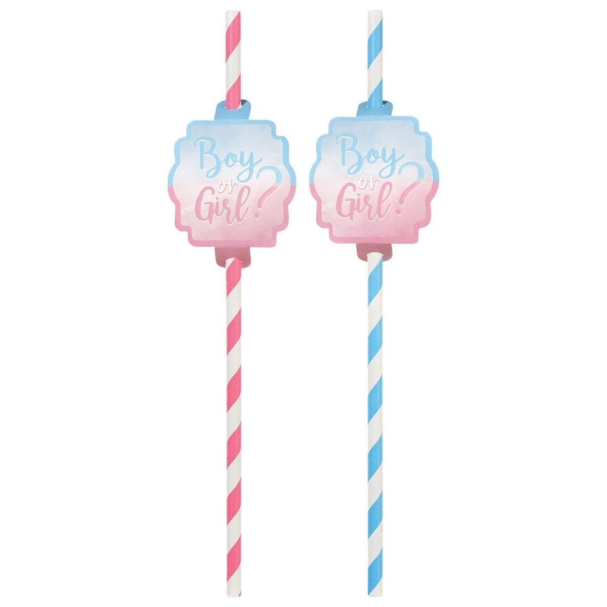 Buy Baby Shower Gender Reveal Party: Paper Straws, 12 Count sold at Party Expert