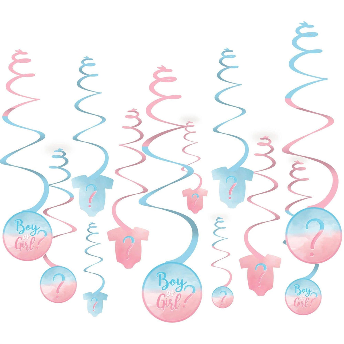 Buy Baby Shower Gender Reveal Party: Swirl Decoration Kit, 12 Count sold at Party Expert