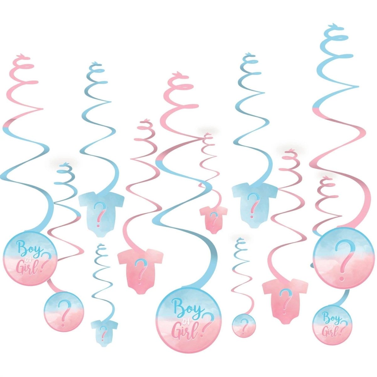 Buy Baby Shower Gender Reveal Party: Swirl Decoration Kit, 12 Count sold at Party Expert