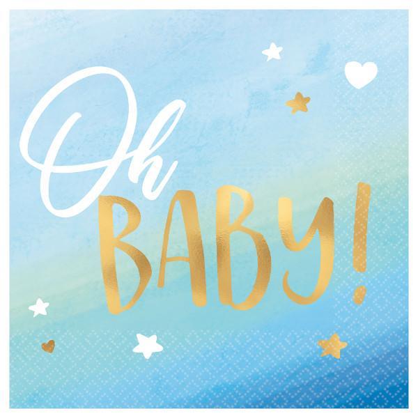 Buy Baby Shower Oh Baby Boy beverage napkins, 16 per package sold at Party Expert