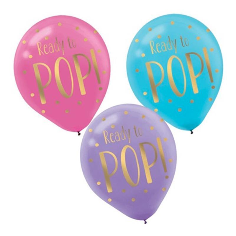 Buy Baby Shower Ready to Pop! latex balloons 12 inches, 6 per package sold at Party Expert