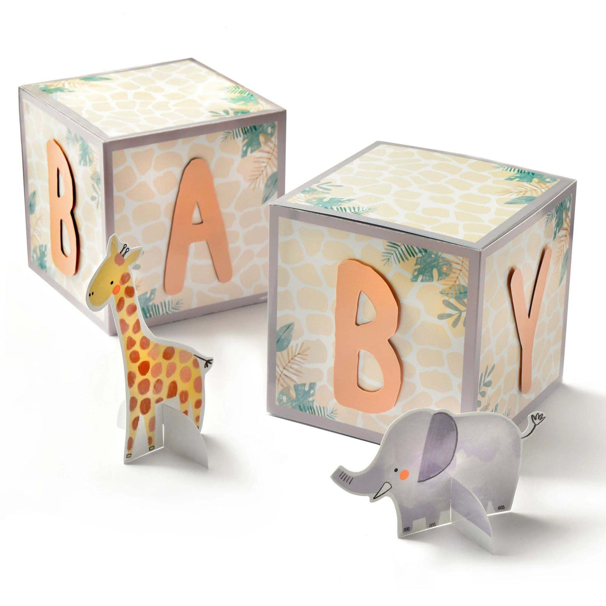 AMSCAN CA Baby Shower Soft Jungle Baby Block Table Centerpiece, 4 Count