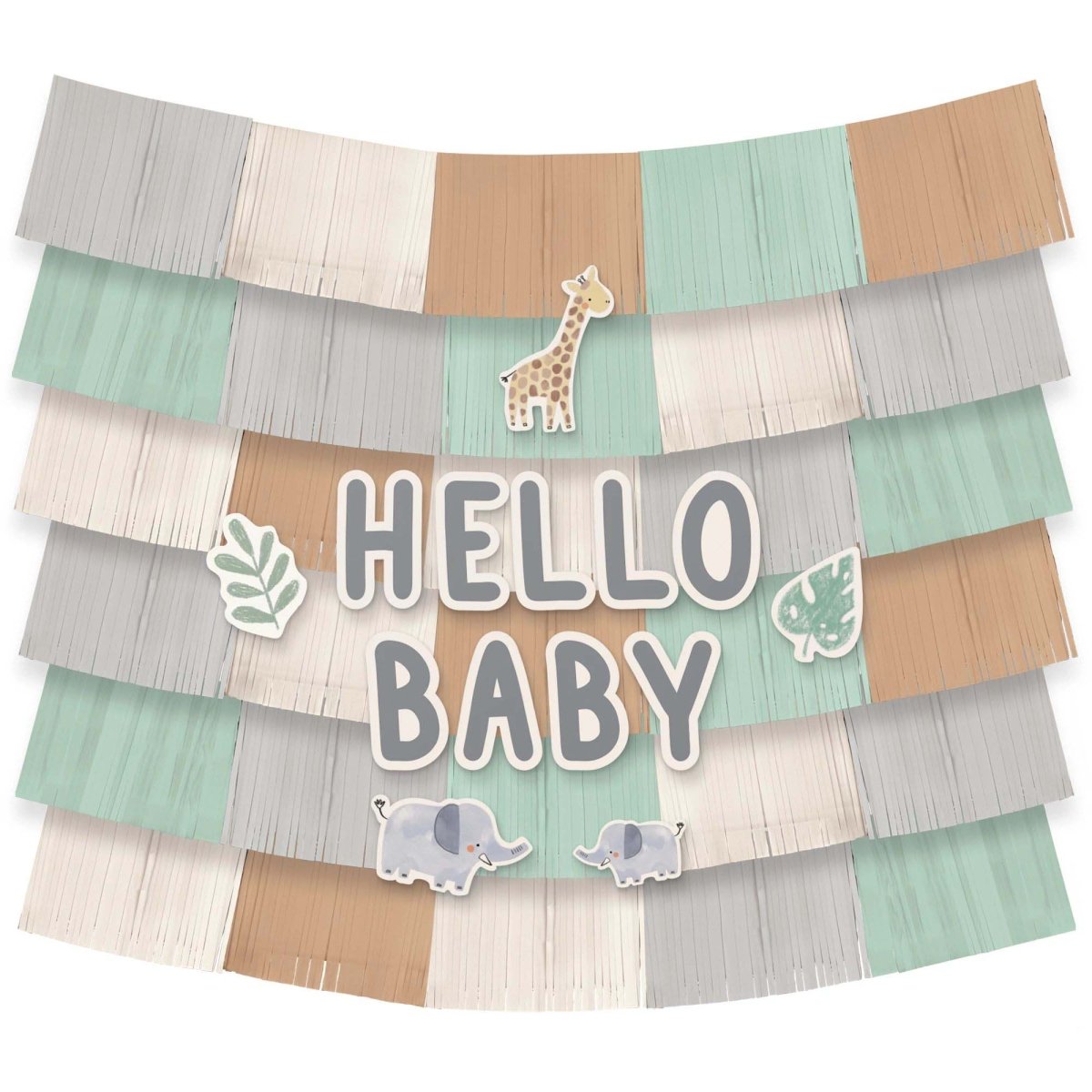 AMSCAN CA Baby Shower Soft Jungle Backdrop Decoration, 58 x 60 Inches, 1 Count 192937344897