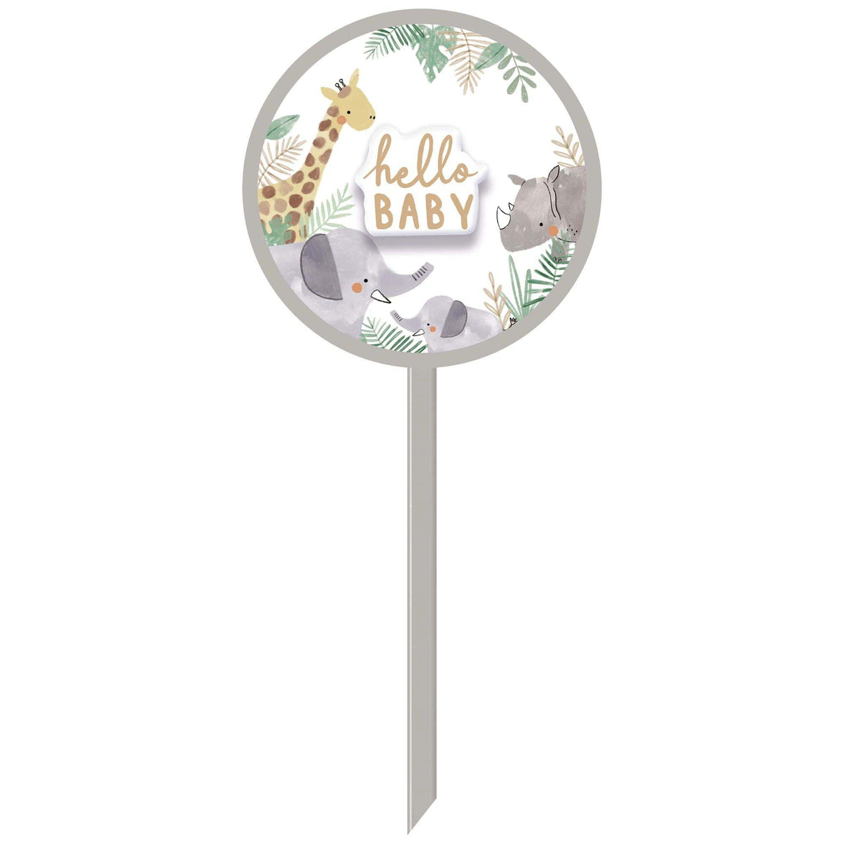 AMSCAN CA Baby Shower Soft Jungle Hello Baby MDF Lawn Sign, 14 x 22 Inches, 1 Count 192937361030