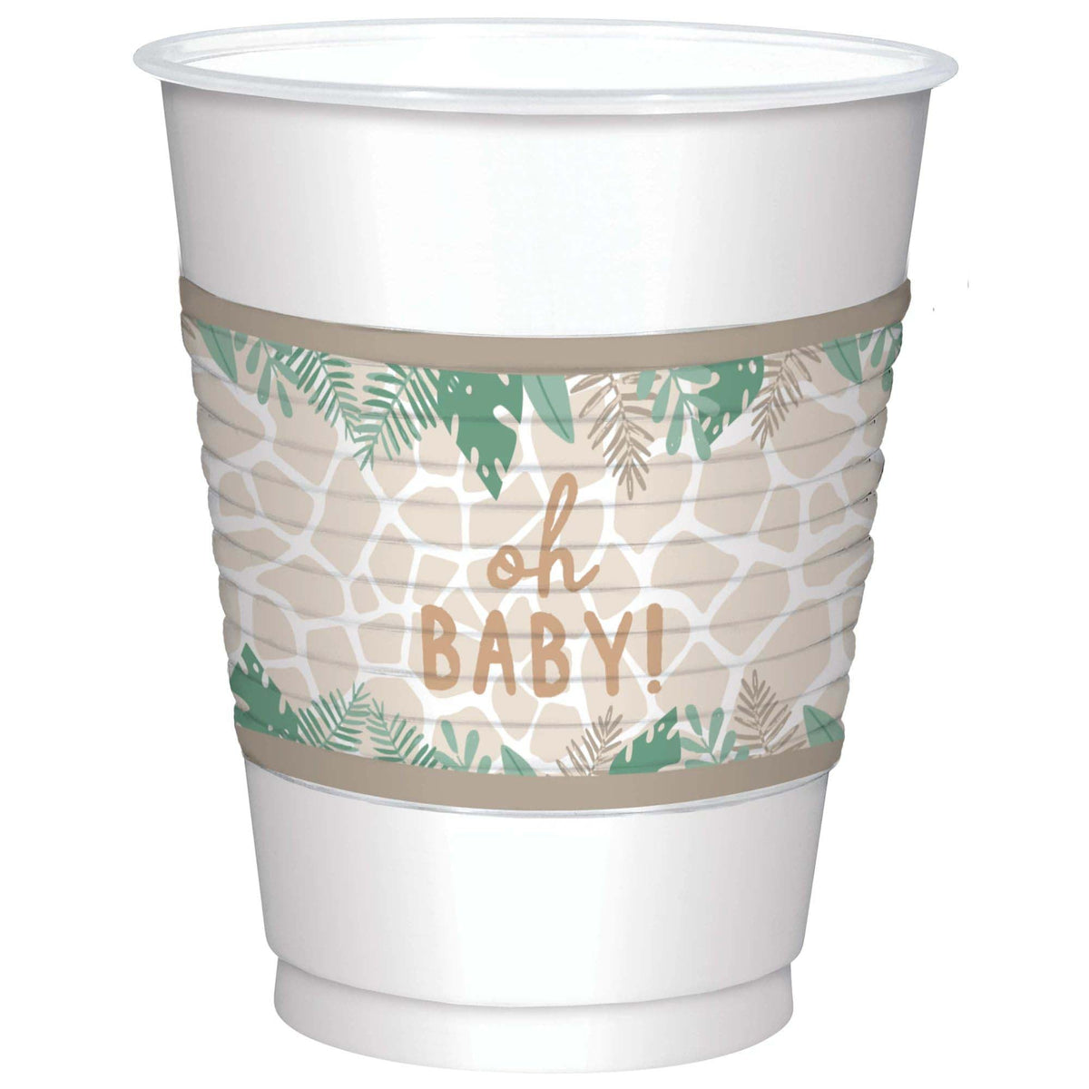 AMSCAN CA Baby Shower Soft Jungle Plastic Cups, 16 Oz, 25 Count
