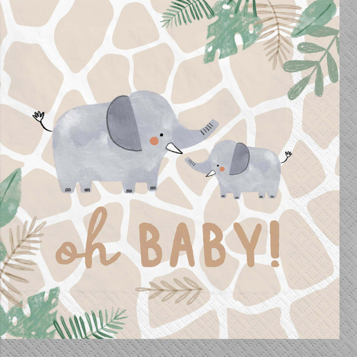 AMSCAN CA Baby Shower Soft Jungle Small Beverage Napkins, 16 Count 192937344040