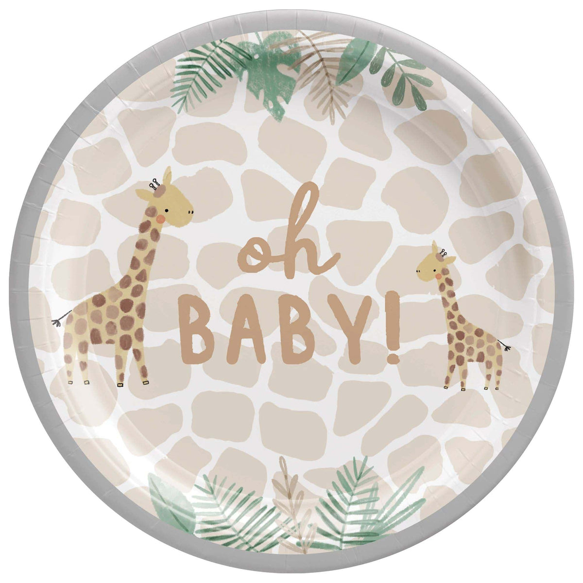 AMSCAN CA Baby Shower Soft Jungle Small Round Dessert Paper Plates, 7 Inches, 8 Count