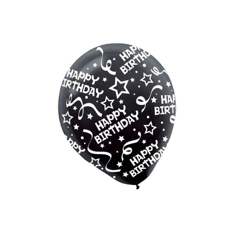 Buy Balloons Black Birthday Confetti Latex Balloons, 12 Inches, 6 Count sold at Party Expert