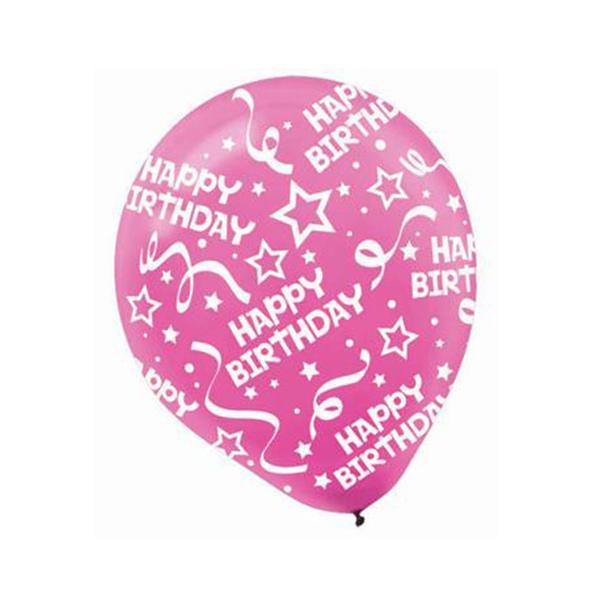 Buy Balloons Bright Pink Birthday Confetti Latex Balloons, 12 Inches, 6 Count sold at Party Expert