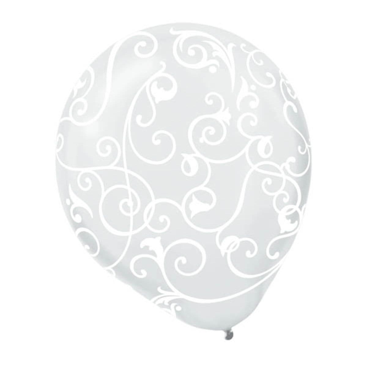 Buy Balloons Clear Latex Balloon With Scroll Print, 12 Inches, 6 Count sold at Party Expert