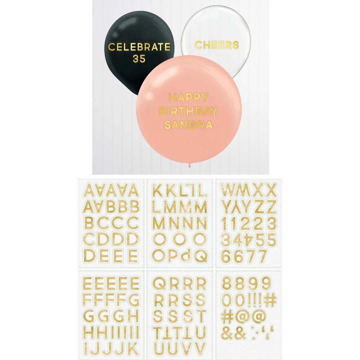 Balloon Tickers Gold Foil Balloon Stickers Set, 6 Count | Party Expert