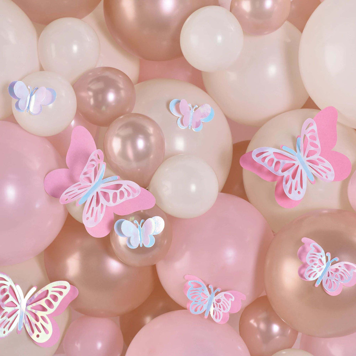AMSCAN CA Balloons Iridescent Pink Butterflies Balloon Accent Decor, 12 Count