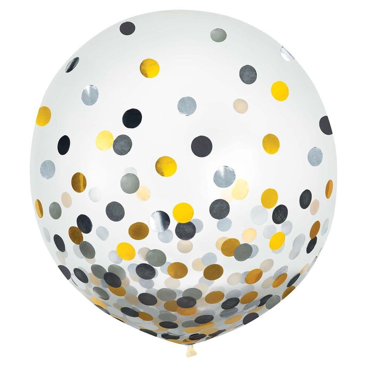 Buy Balloons Latex Balloons With Black, Silver and Gold Confetti, 24 Inches, 2 Count sold at Party Expert