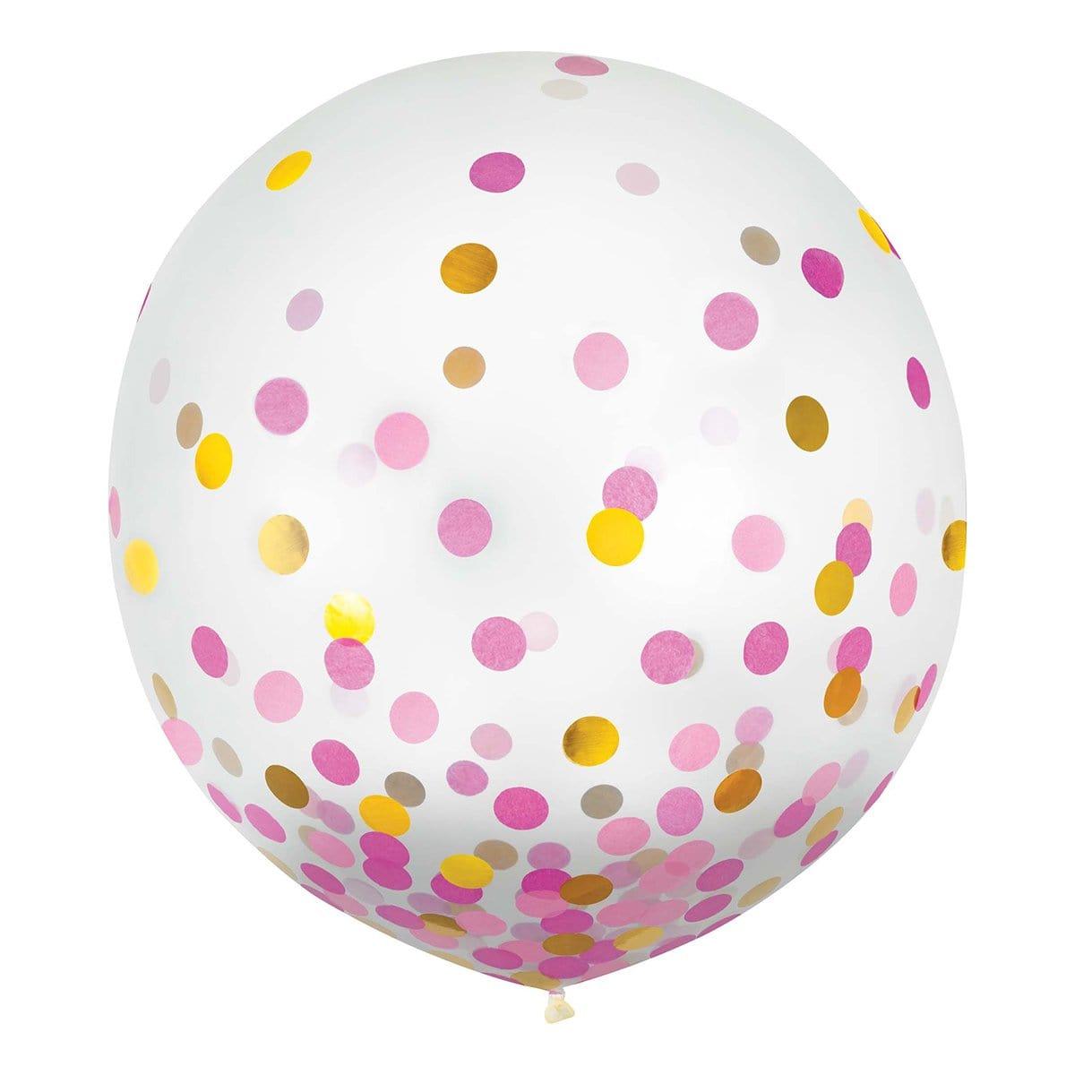 Buy Balloons Latex Balloons With Pink and Gold Confetti, 24 Inches, 2 Count sold at Party Expert