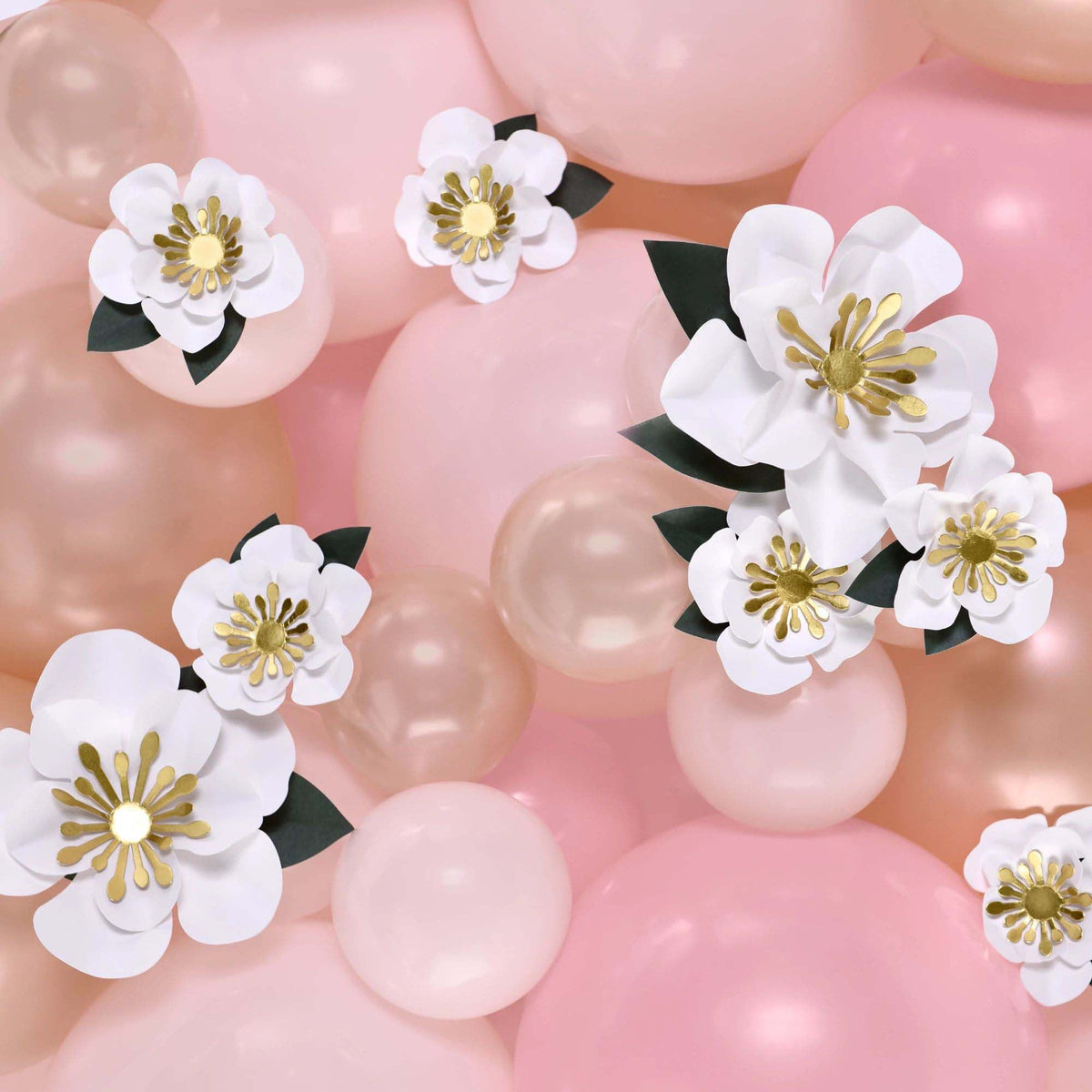 AMSCAN CA Balloons White Flowers Balloon Accent Decor, 12 Count