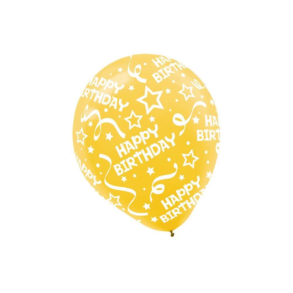 Buy Balloons Yellow Birthday Confetti Latex Balloons, 12 Inches, 6 Count sold at Party Expert