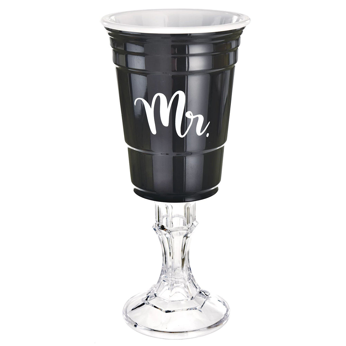 AMSCAN CA Bridal Shower Bridal Shower Black "Mr." Plastic Cup With Stand, Luxurious Shower Collection, 15 oz, 1 Count 192937314739