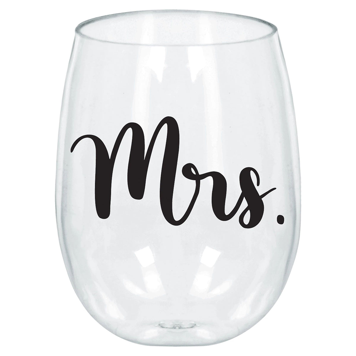 AMSCAN CA Bridal Shower Bridal Shower Clear "Mrs." Wine Glass, Luxurious Shower Collection, 1 Count 192937314746