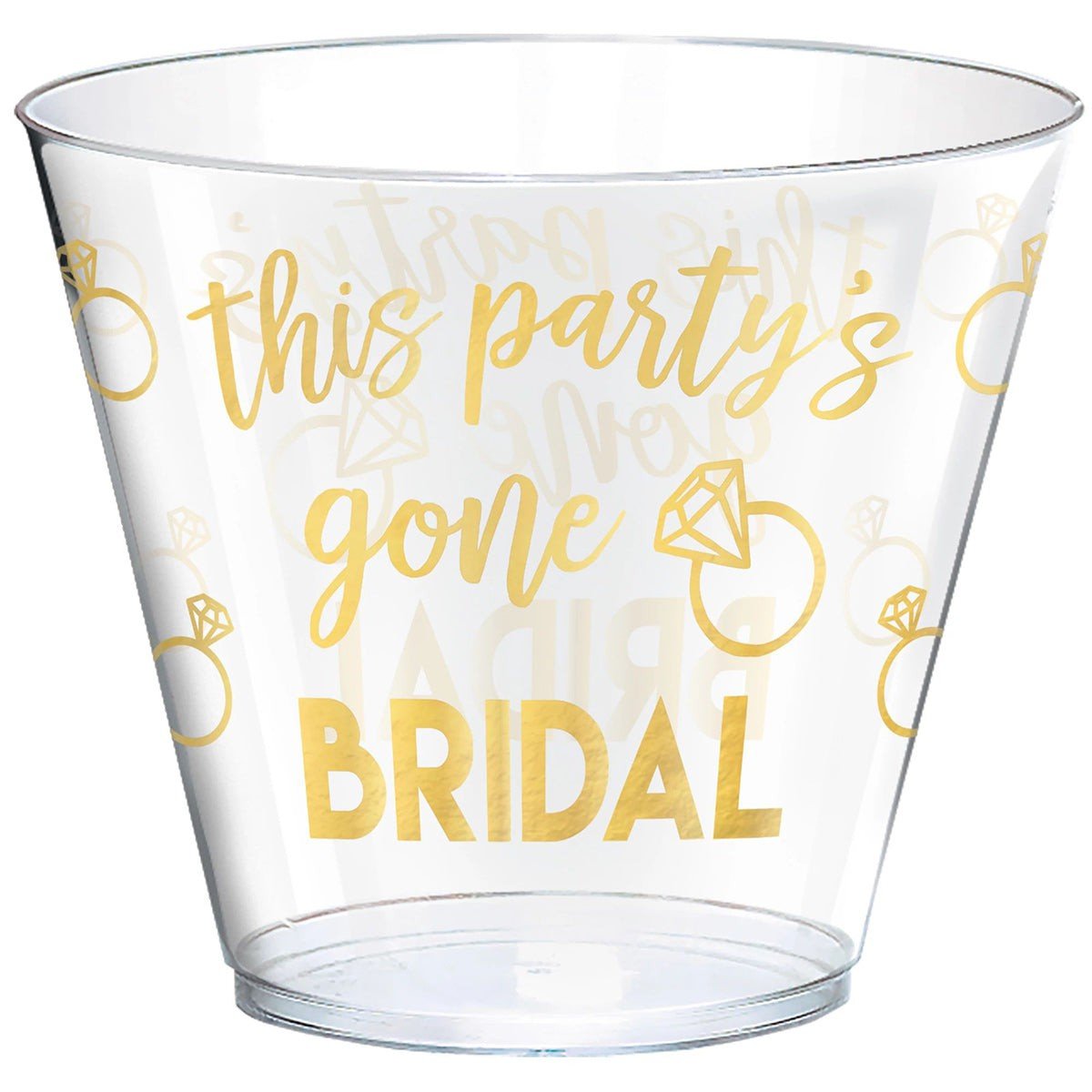AMSCAN CA Bridal Shower Bridal Shower Clear Tumbler Cups, Luxurious Shower Collection, 9 oz, 30 count 192937325155