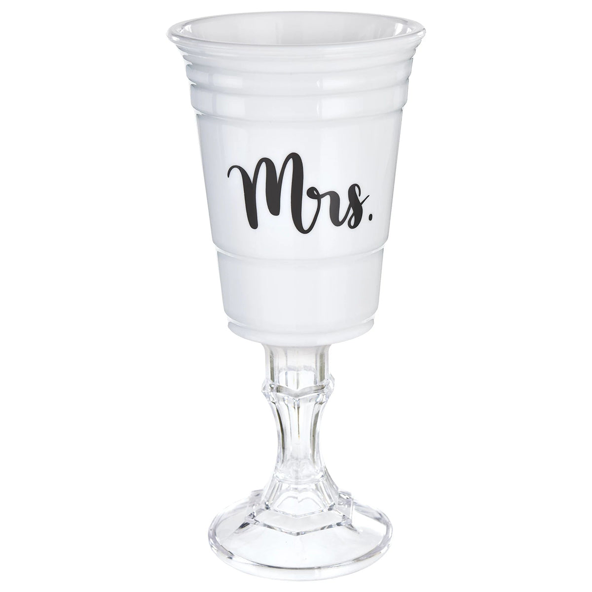 AMSCAN CA Bridal Shower Bridal Shower White "Mrs." Plastic Cup With Stand, Luxurious Shower Collection, 15 oz, 1 Count 192937314722
