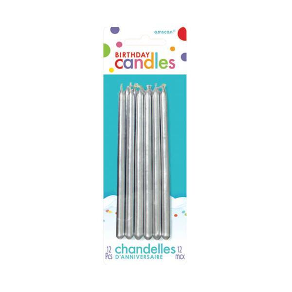 Buy Cake Supplies Birthday Taper Candles - Silver 5 In. 12/pkg. sold at Party Expert