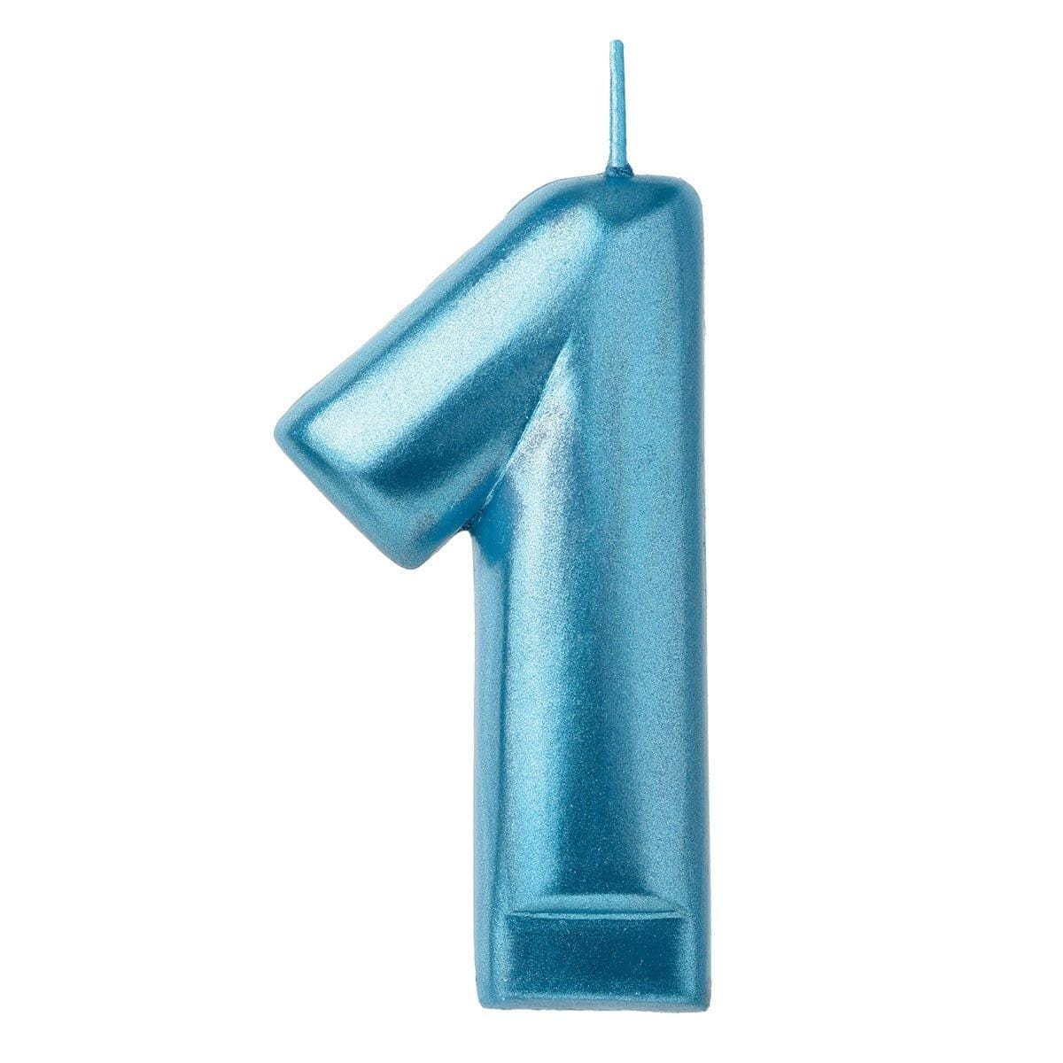 Buy Cake Supplies Blue Numeral Candle #1 sold at Party Expert