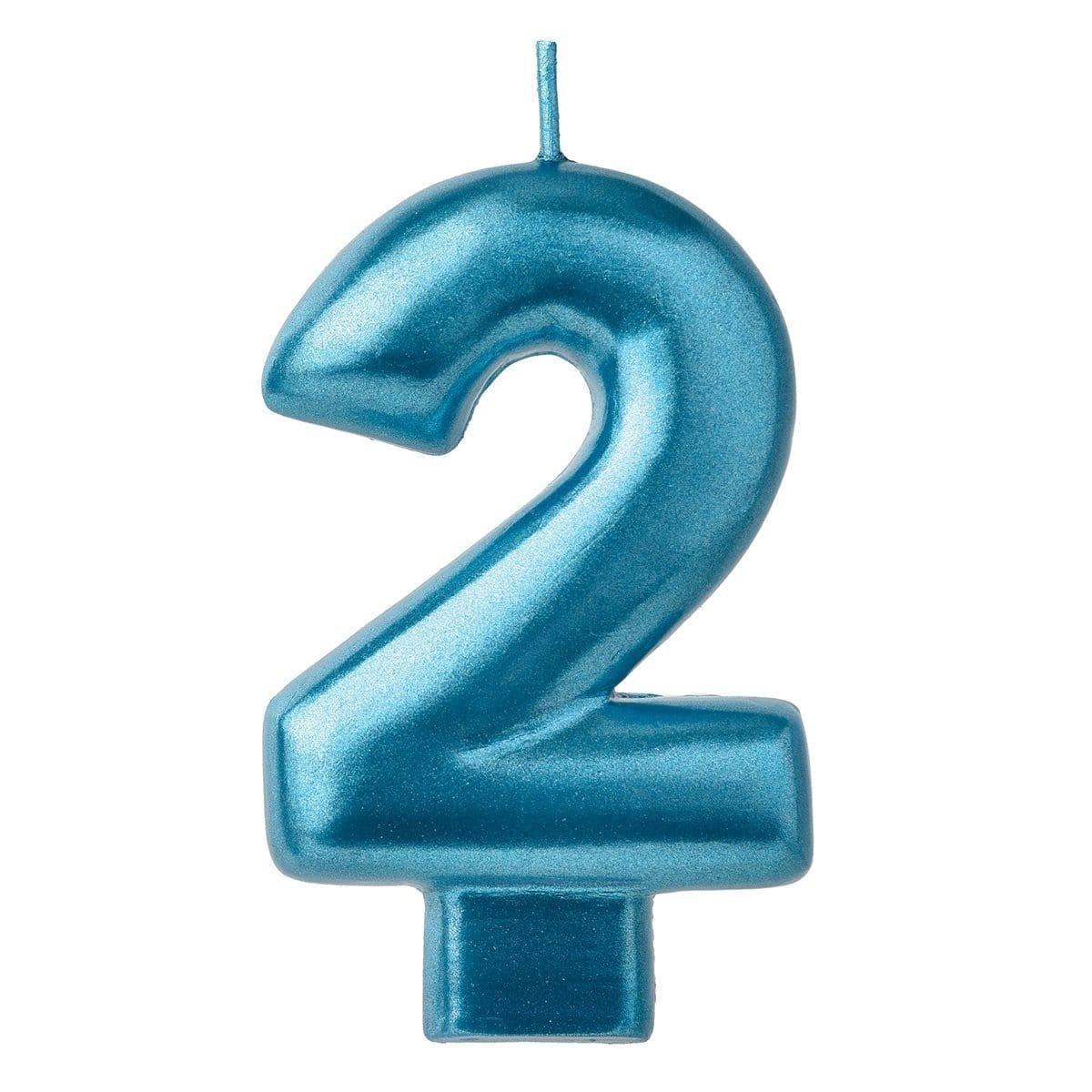 Buy Cake Supplies Blue Numeral Candle #2 sold at Party Expert