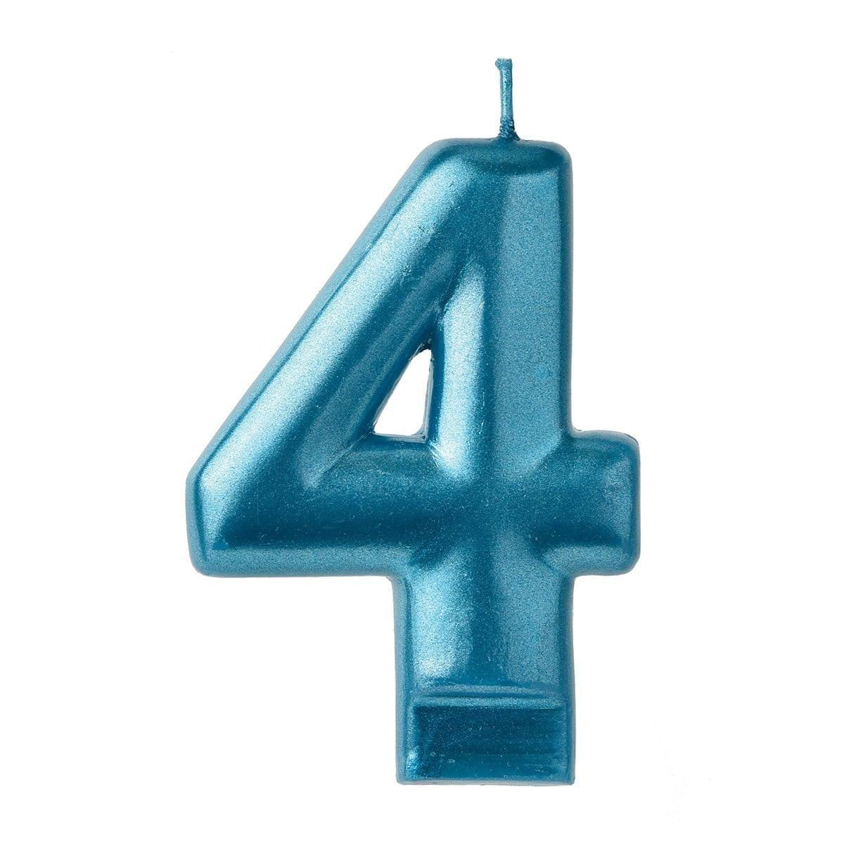 Buy Cake Supplies Blue Numeral Candle #4 sold at Party Expert