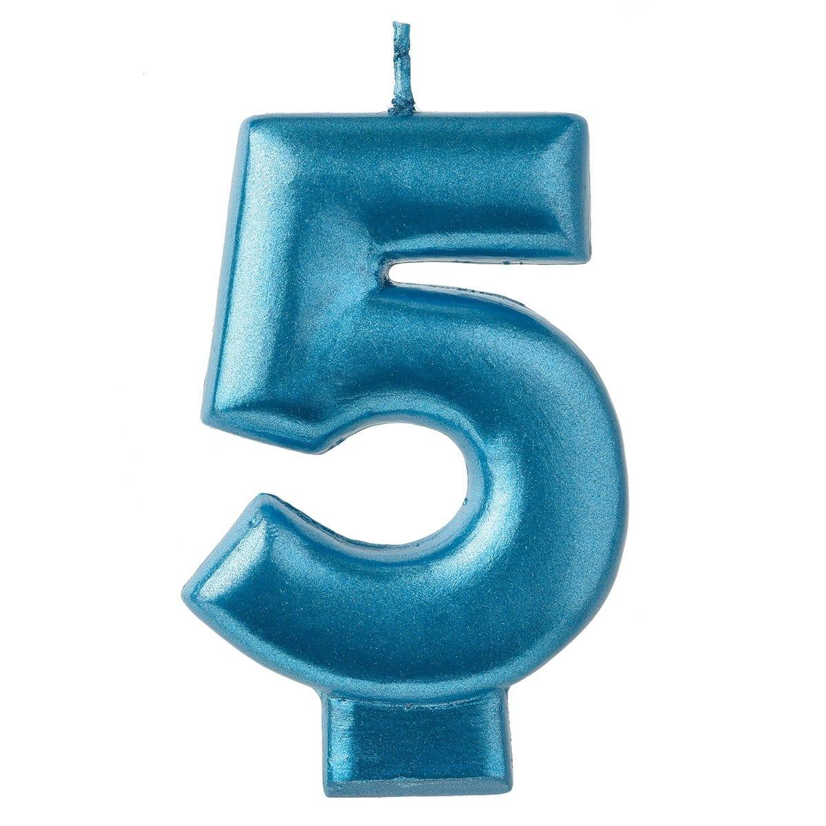 Buy Cake Supplies Blue Numeral Candle #5 sold at Party Expert