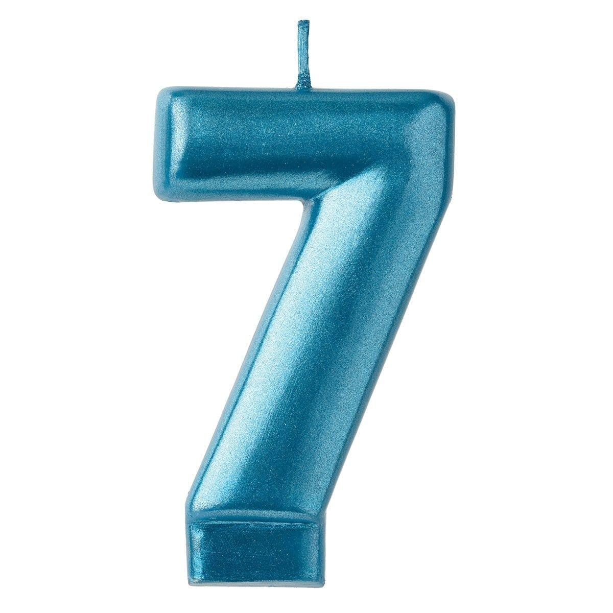 Buy Cake Supplies Blue Numeral Candle #7 sold at Party Expert